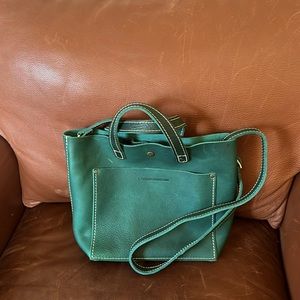 NEW Portland Leather Mini Crossbody tote - Peacock (rare color!)